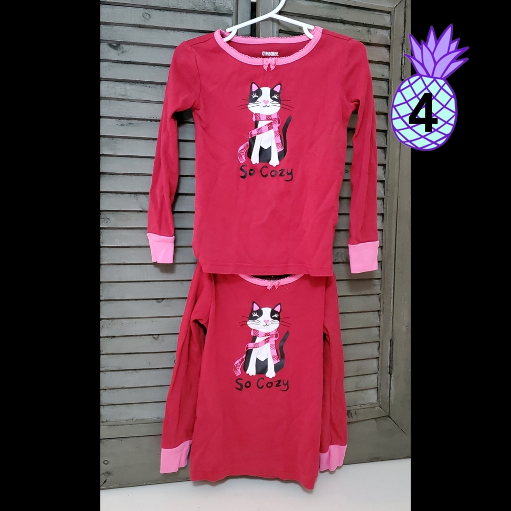 2 Gymboree 4 Pajama tops Cat Scarf